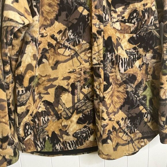 Remington Mens Large Fleece Lined Hunting Jacket Green Mossy Oak Print Pockets - Picture 4 of 15